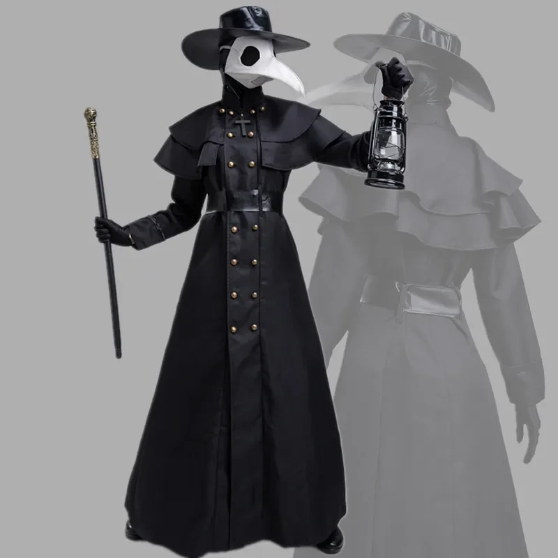 Cospaly Dr.Beulenpest Steampunk Plague Doctor White Birds Beak Masks Halloween Art Carnaval Costume
