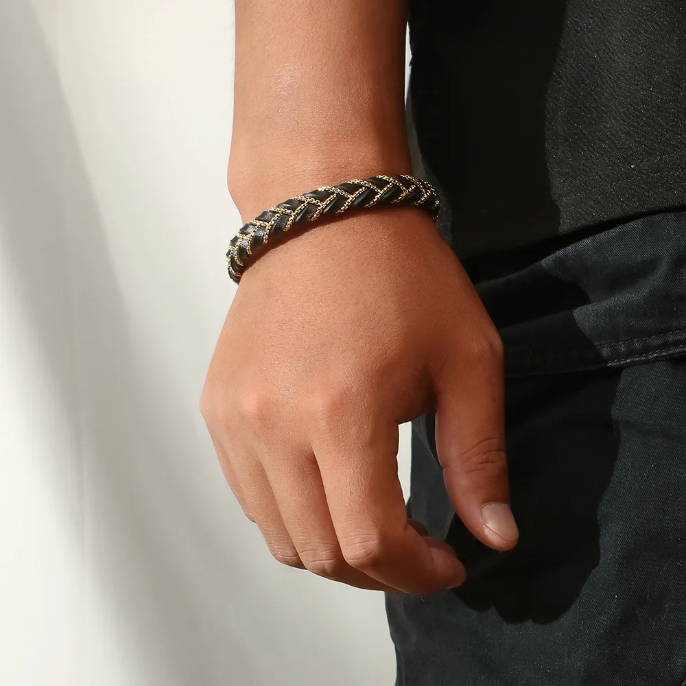 Pulsera de cuero Simple para hombre, brazalete con hebilla de acero  inoxidable, color negro, azul y marrón, joyería de regalo para el Día de San  Valentín, nuevo estilo - AliExpress