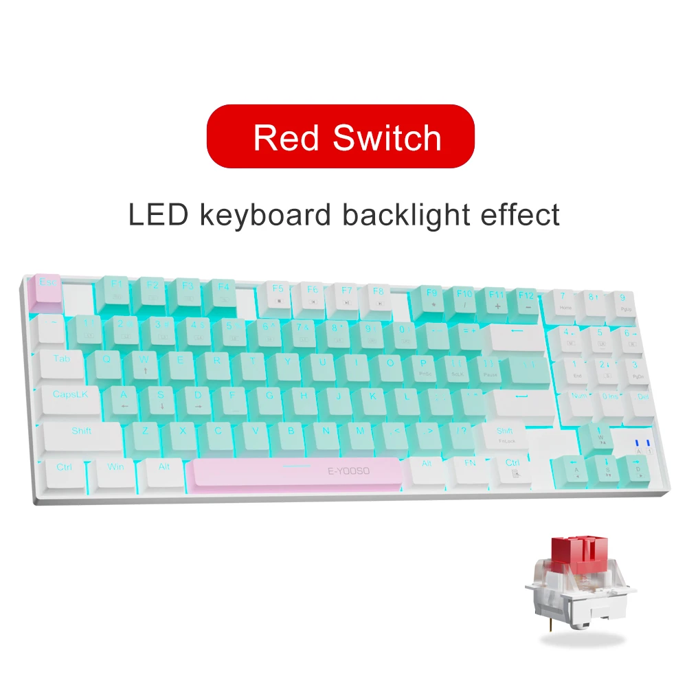 E-YOOSO Z13 usbメカニカルゲーミングキーボード青赤スイッチ89キー