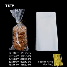

TETP 100Pcs Large Size Top Open Bag Party Handmade DIY Cookies Bread Candy Packaging Storage Clear Opp Plastic Bags With Wire