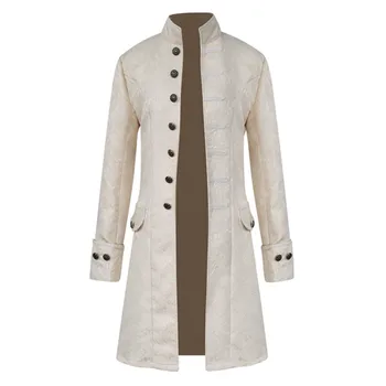 Men Steampunk Gothic Victorian Jacket Vintage Tailcoat Medieval Frock Coat Uniform Renaissance Halloween Pretend Play Costume