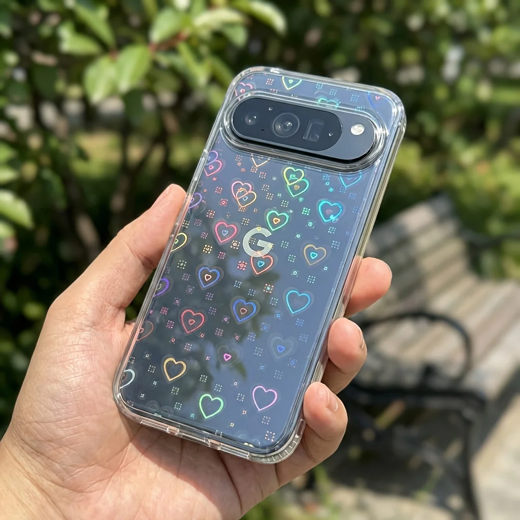 Laser Colorful Transparent Love Design Phone Case - Small Protective Cover