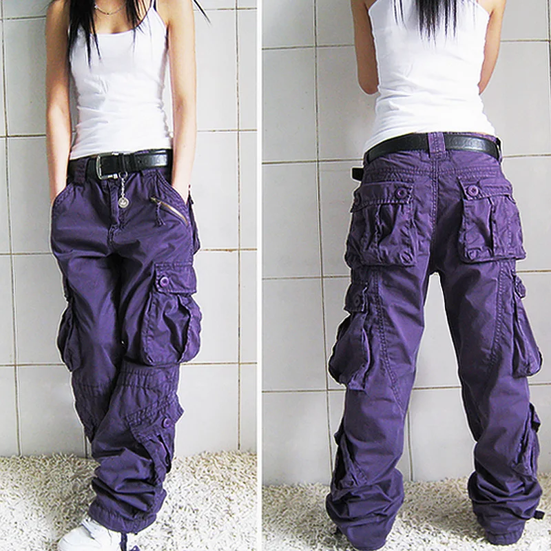 Womens Baggy Cargo Pants Multi Pockets Loose Straight Sports Casual Workwear Trousers Female Plus Size Tactical Pants casual pants
