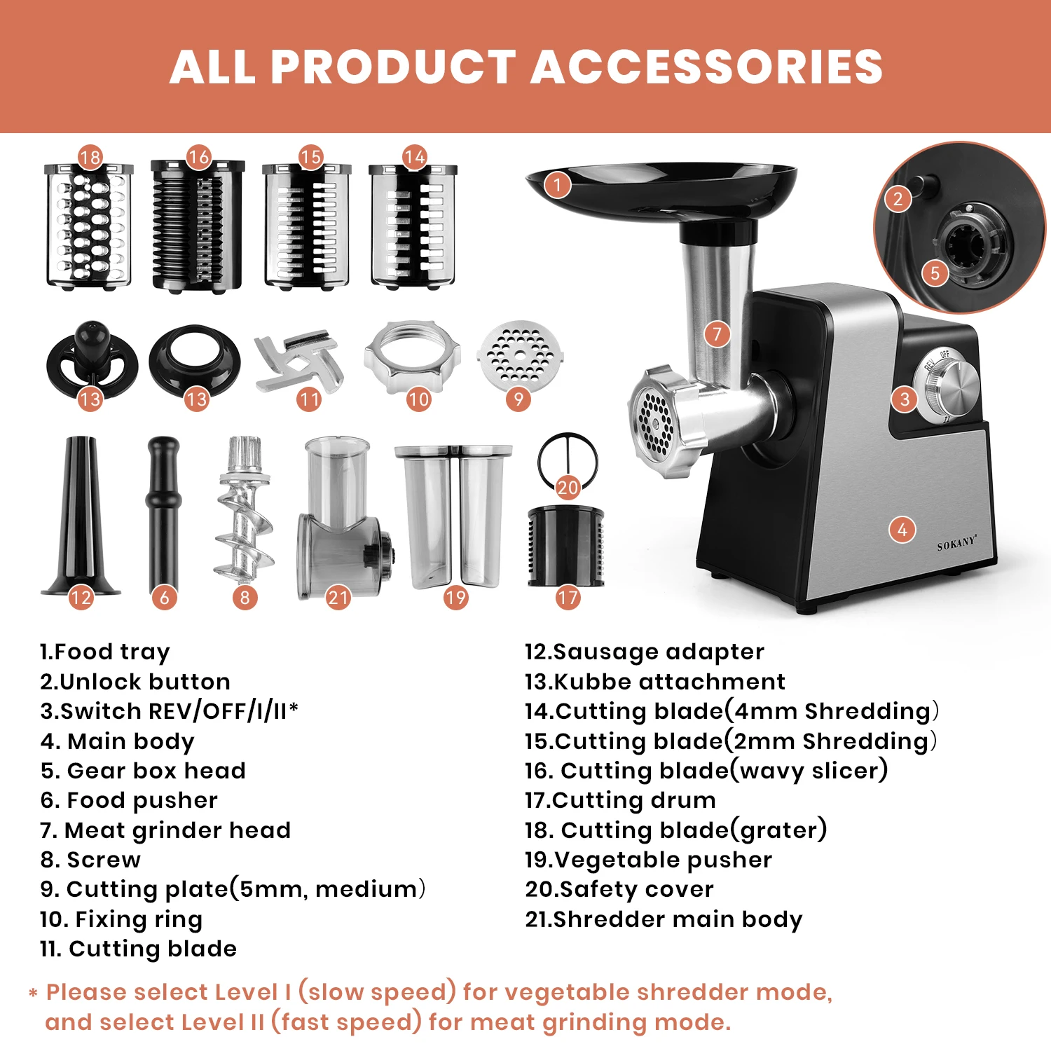 1000W 220V Electric Vegetable Cutter & Meat Grinder Mult-function Electric Slicer Shredder Meat Mincer Sausage Maker & Kibbe Kit vegetable cutter slicer