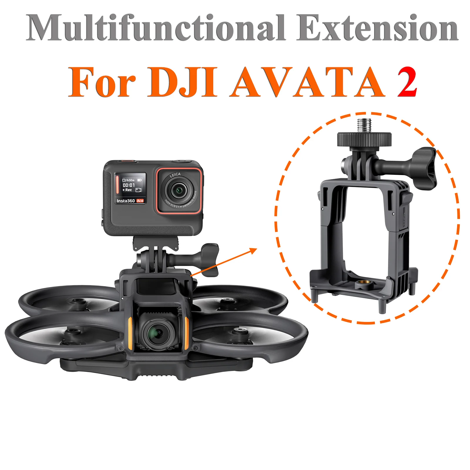 BeisDirect Avata - Supporto per action camera Avata 2 staffe per DJI Avata 2, adattatore di espansione compatibile con DJI Action 2/Insta 360 Go Series, con adattatore da 1/4