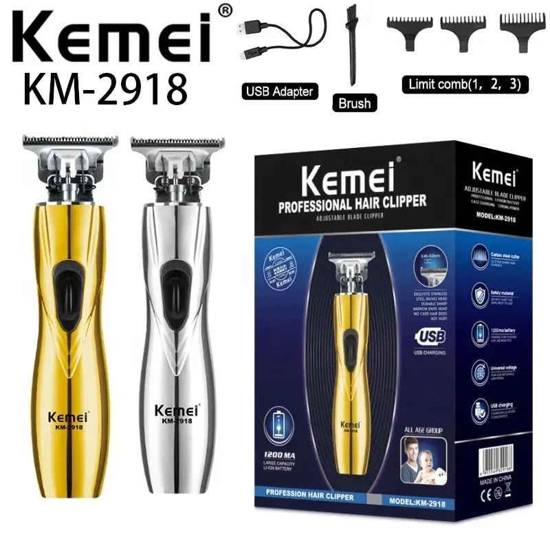 

Men'S Professional Carving Barber Scissors Kemei KM-2918 Hollow Blade USB Rechargeable Hair Clipper hair trimmer