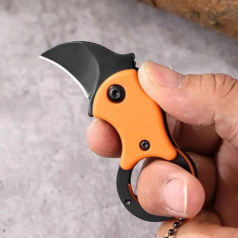 

2024Outdoor Keychain Pocket Knife Stainless Steel Camping Small Mini Portable Knife Peeler Fixed Blade Multi EDC Tool with Chain