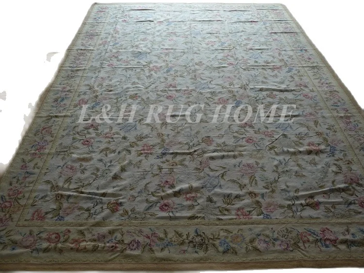 

Free shipping 12'x18' hand knotted needlepoint carpets high quality, needlepoint / handmade rugs for home decoration