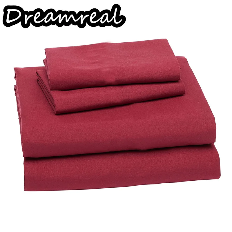 

Dreamreal Lightweight Soft 100% Egyptian Cotton Bed Sheet Set with Fitted Sheets Elastic Rubber Flat Bedsheet Pillowcase 1000TC