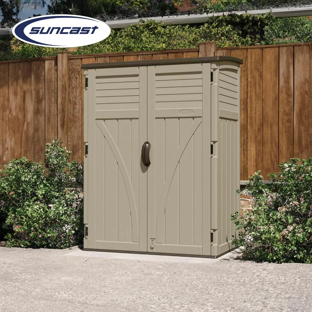 Cubic Feet Vertical Storage Shed with Durable Plastic Construction, Multiple Wall Panels and Ample Space for Outdoor Storage 4