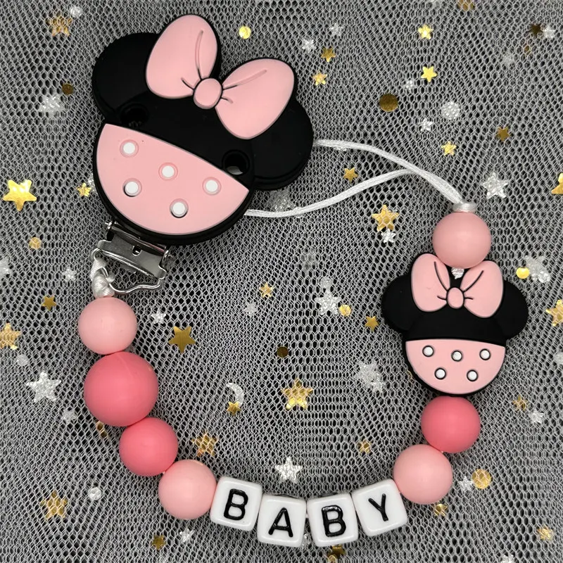 Handmade Free Personalized Name Silicone Beads Name Pacifier Clips Safe Teether Chain Baby Teether Dummy Clip Holder Gift pacifier clip,pacifier chain,pacifier accessories,teether clip,baby silicone accessories