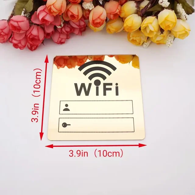 Autocollant de signe WiFi acrylique 3D, miroir de surface, compte, mot de passe, autocollant mural pour les lieux publics, la maison, les magasins, la maison 5