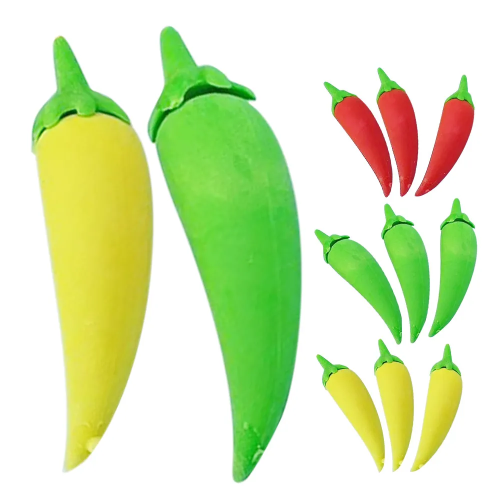 24Pcs 재미있는 음식 지우개 미니 레드 칠리 모양 소프트 Tpr 지우개 공예 지우기용 책상 장식 교실 상품 카와이 문구류
