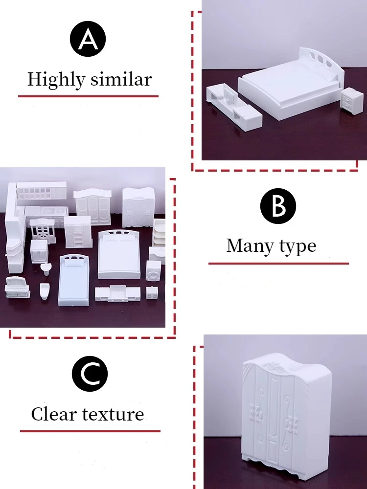 3pcs 1:50 Miniature Furniture for Dollhouse Accessories Interior