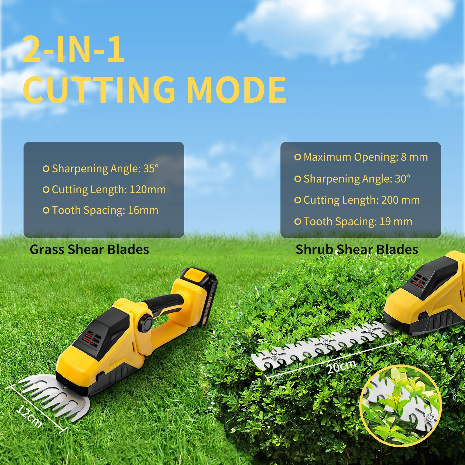 Cordless Hedge Trimmer Electric Grass Trimmer Bush Trimmer Grass Shears Handheld Garden Tool For Dewalt 20V Battery (No Battery) 3