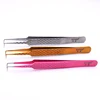 Pink Eyelash Extension Tweezers 90 Degrees Volume Lashes Stainless Steel Accurate Tweezer Non-magnetic Eyelashes Tools Makeup 1