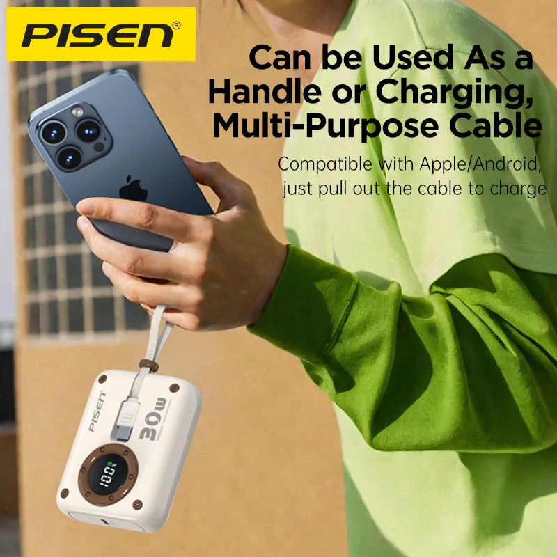 PISEN Power Bank Dual Cables Fast Charging