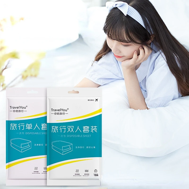 Portable Travel Disposal Bed Sheet Duvet Cover Pillowcase Fourpiece