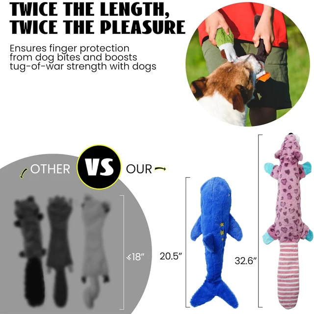 Dog Squeaky Toys, Crinkle Plush Dog Toys, No Stuffing Dog Toys for Small Medium Large Dogs, Stuffless Puppy Toys for Boredom 3