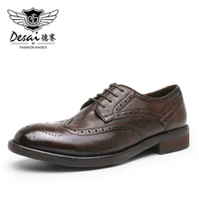  Desai Genuine Leather Men Shoes Cowhide Outsole Insole For Men Business Brand Footwear Brogue Men's Shoes 2022 Handmade Limited 