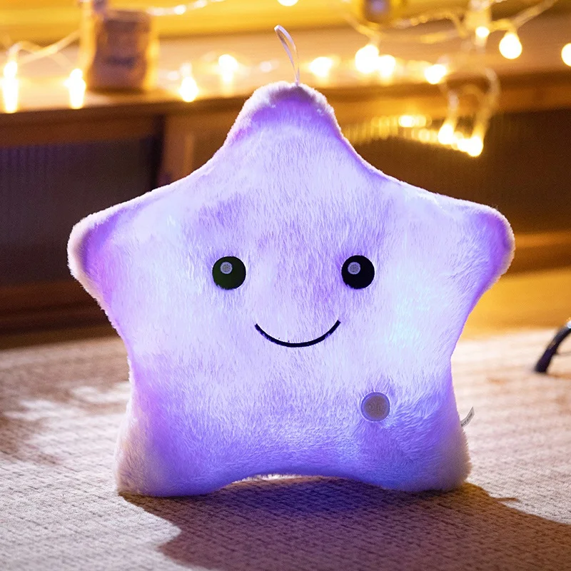 Plush Toy 24*22CM Luminous Five-pointed Star Plush Toys Glowing Star Stuffed Soft Doll Pillow Nice Halloween Xmas Gifts
