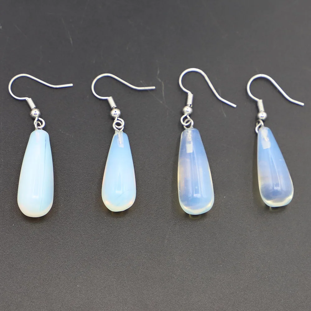 Natural Crystal Opal Drop Earrings Luxury Fashion Ear Hook Pendant Charm Simple Sweet Accessories Women Jewelry Wholesale 5 Pair