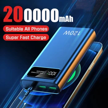 120W 200000mAh Super Fast Power Bank Charging High Capacity Portable Digital Display LED Power Bank For iPhone Samsung Xiaomi 1