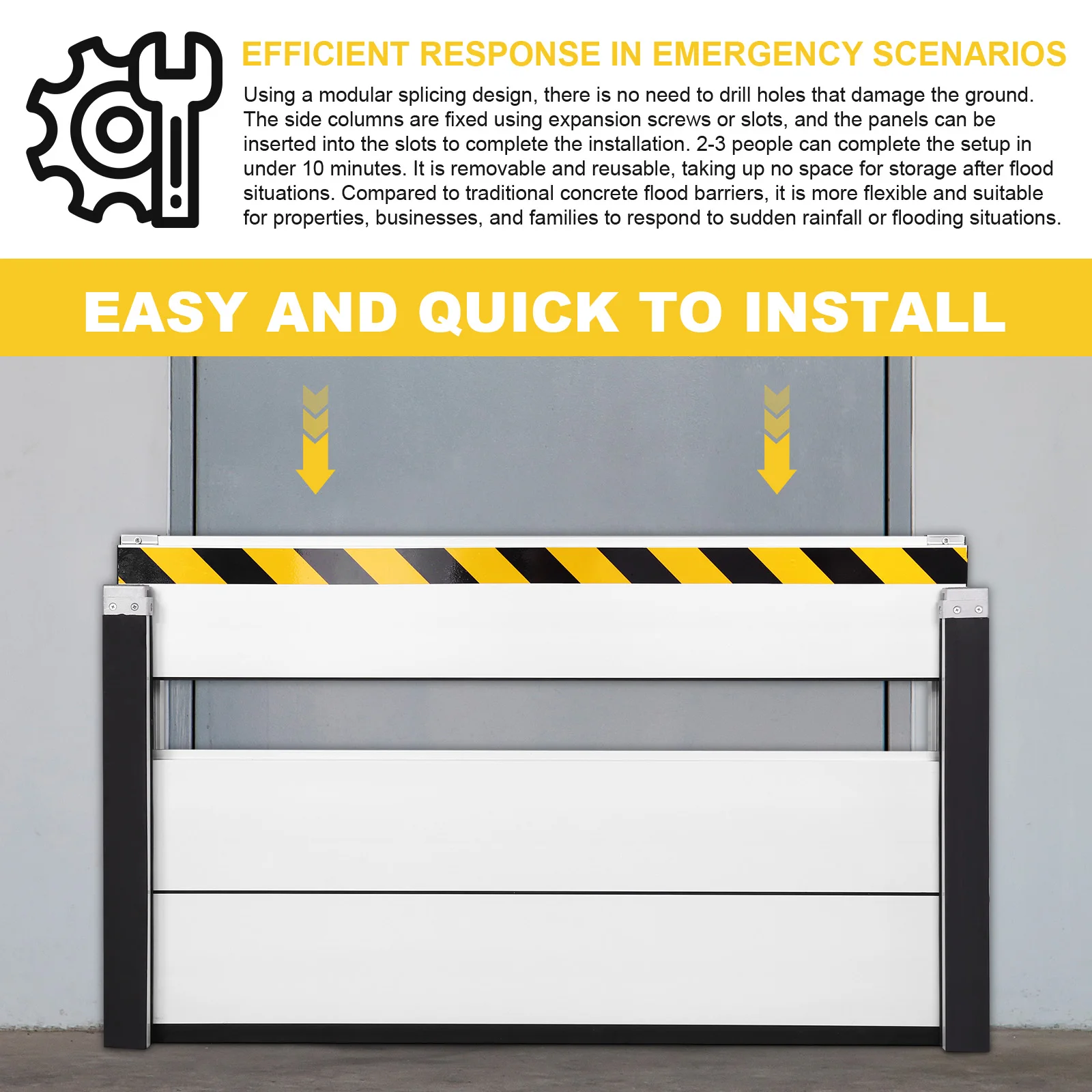 Aluminum Flood Protection Barrier 48.03x23.62in Unit Module Flood Protection Baffle for Front Door/Basement Entrance/Backyard