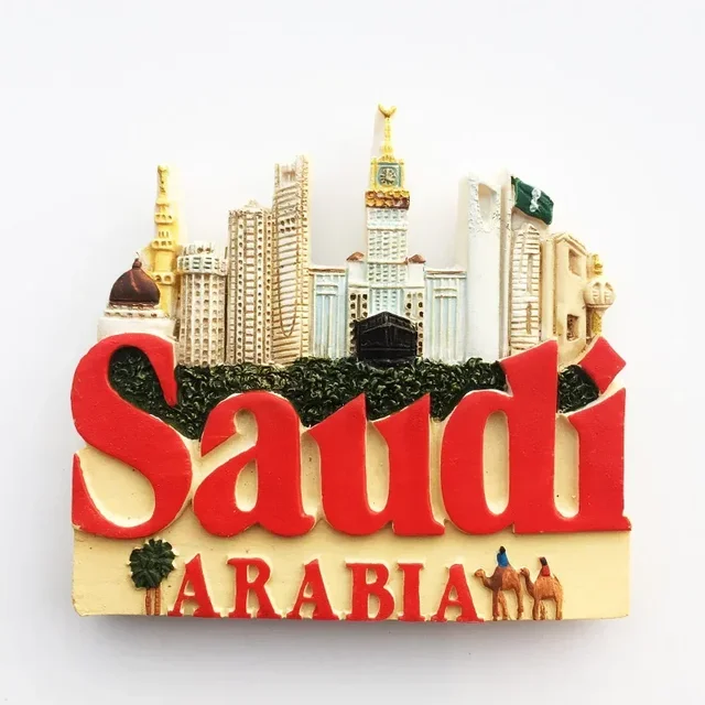 Middle East Saudi Arabia Fridge Magnet Bahrain Dammam Madinah Makkah Buraydah Tourism Decoration Resin Refrigerator Sticker 2