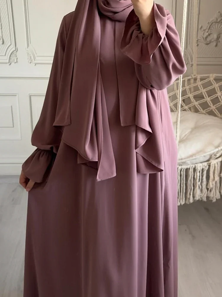 

Eid Muslim Dress Women Party Abaya Morocco Flare Sleeve Modest Long Dresses with Scarf Ramadan Kaftan Islam Dubai Arab Long Robe