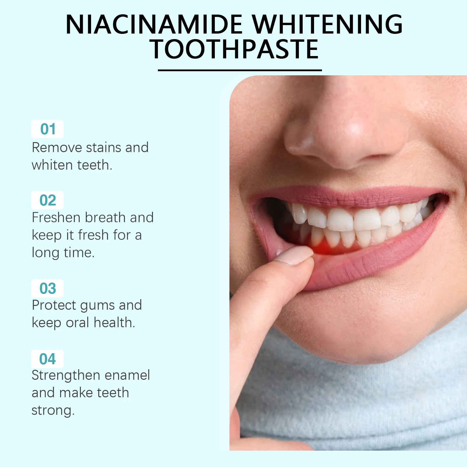 Niacinamide Whitening Toothpaste Dental Stains Removing Prevent Bad Breath Oral Cleaning Refreshing Reduces Plaque Toothpaste