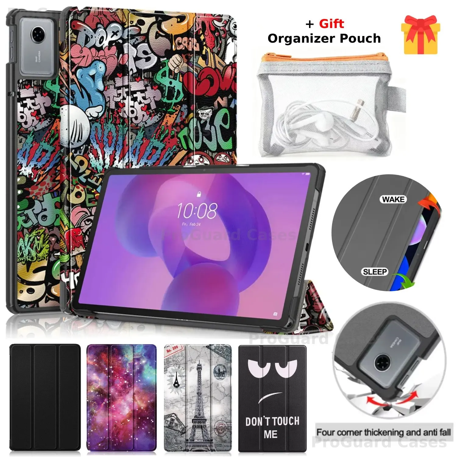 Tri-fold Stand Magnetic Wake/Sleep PU Leather Tablet Cover, 11''