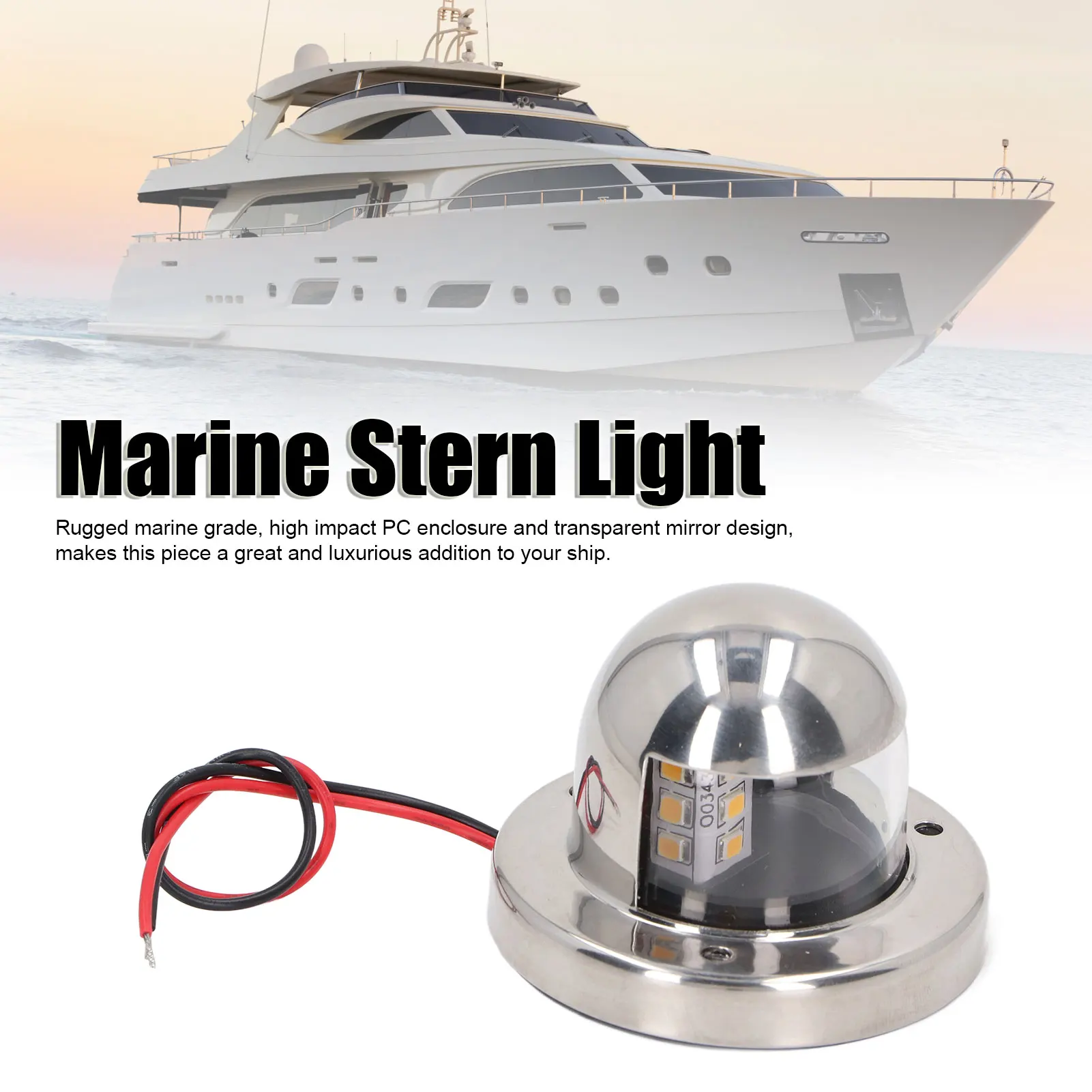 12V DC Boat Anchor Lights 135&deg; White LED Navigation Stern Light IP66 Waterproof 2nm Visibility for Marine Yachts Pontoon Marine Accessories Marine Hardware Marine Boat Lights