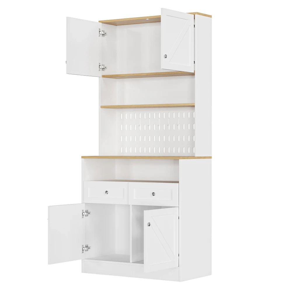 Stilvolles Sideboard mit 2 Schubladen und 4 Türen, Buffet für Küche, Esszimmer, mit silbernen Griffen und großzügigem Stauraum – Detail 24