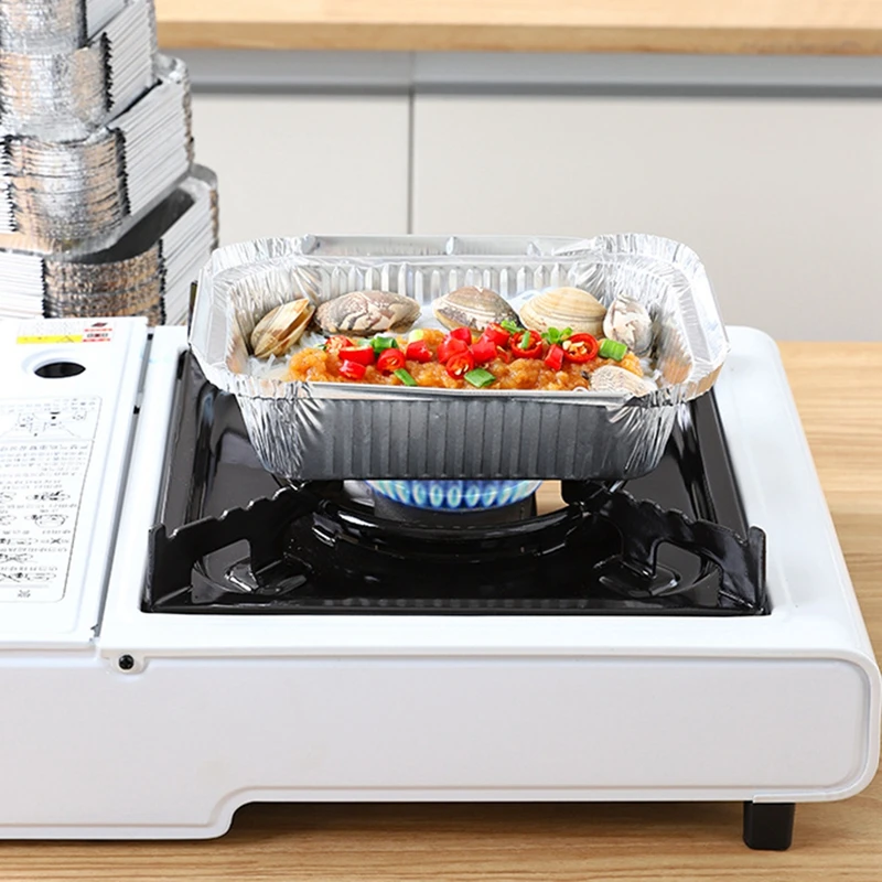 Description Picture 5 of item50PCS Aluminum Foil Tray Pan Disposable Thickened Food Container BBQ Tray Takeaway Packing Boxes for Kitchen Cooking Baking Tool
