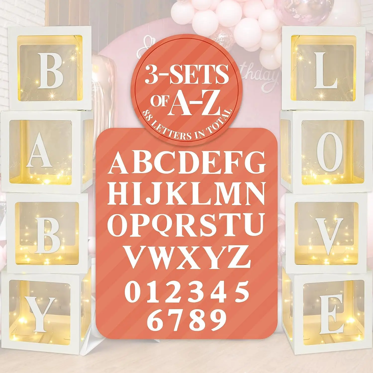

Transparent Letter Box A-Z Baby Shower Girl Birthday Party Decoration Kids Wedding Birthday Balloon Box Baby Shower Decoration