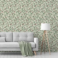 วอลเปเปอร์ลายดอกไม้สีเขียวกันน้ำกาวในตัวสติ๊กเกอร์แปะผนังกำแพงดอกไม้ย้อนยุคสติกเกอร์ติดตู้เฟอร์นิเจอร์หรูหรา 4