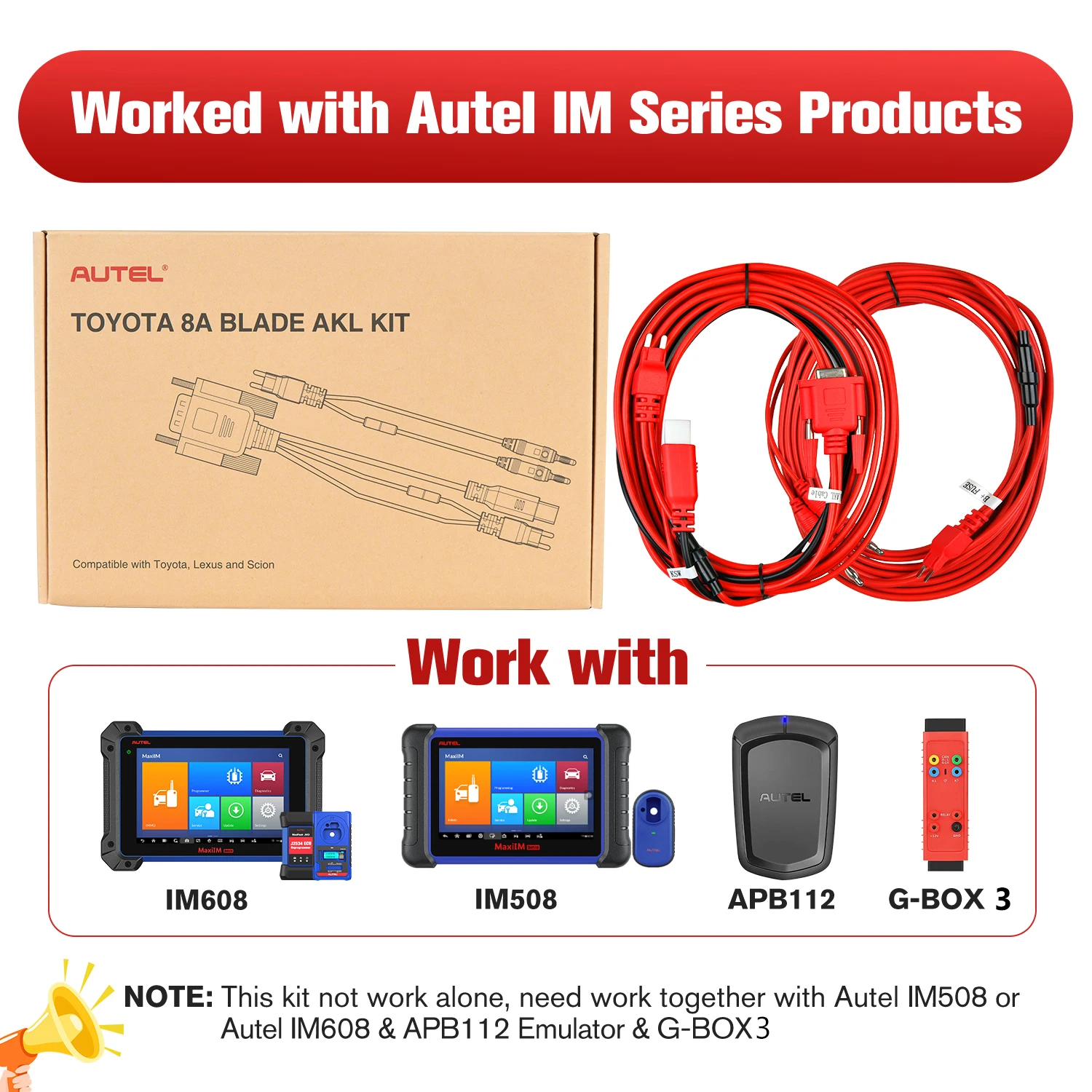 Autel MaxiIM Parts XP400PRO Key Programmer, IMKPA Kit, GBOX3, APB112, Toyota 8A Adapter Used with IMMO Scanner IM608 IM508