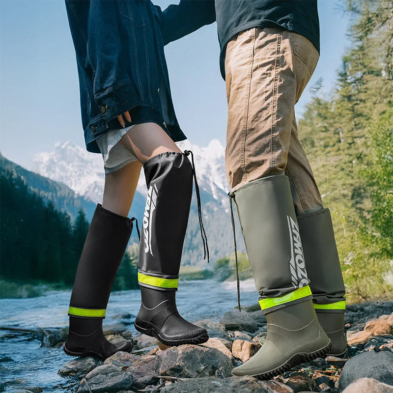 Bottes pluie homme mode imperméables pêche randonnée confortables genou tendance