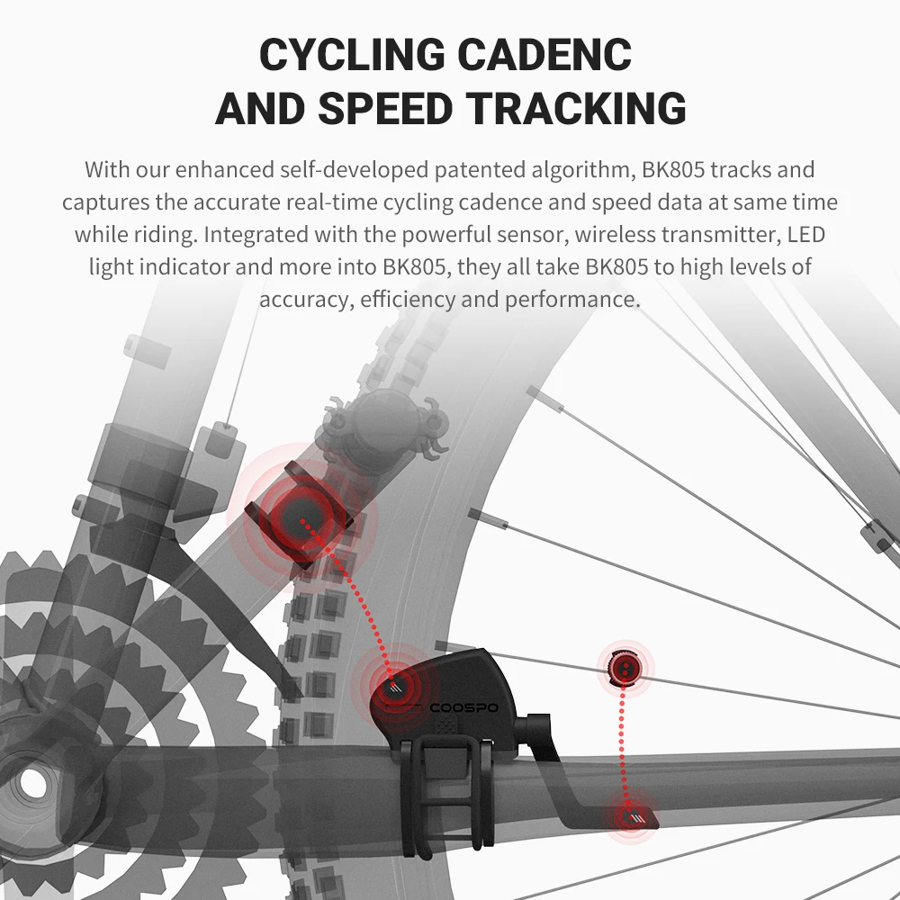 COOSPO Bicycle Sensor Speed And Cadence Dual Sensor Bluetooth 5.0 ANT+ Wireless Waterproof For Wahoo Zwif Garmin Etrex 30x 5