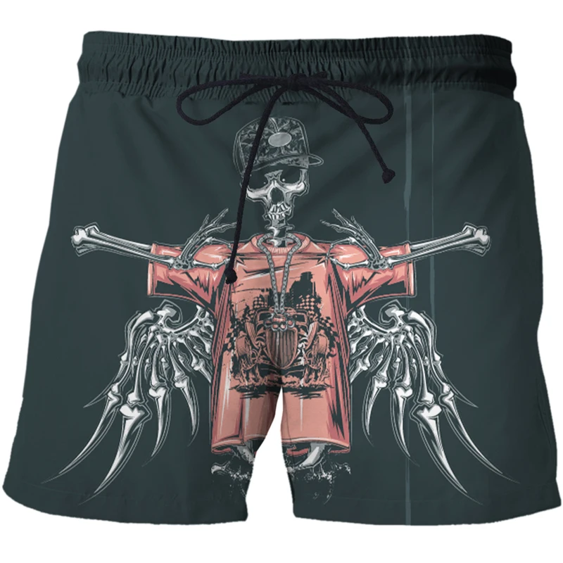 

2022 New Man's Beach Shorts New Summer Sports Pants European and American Skull Pattern 3D Printed Man Short Male Board Shorts