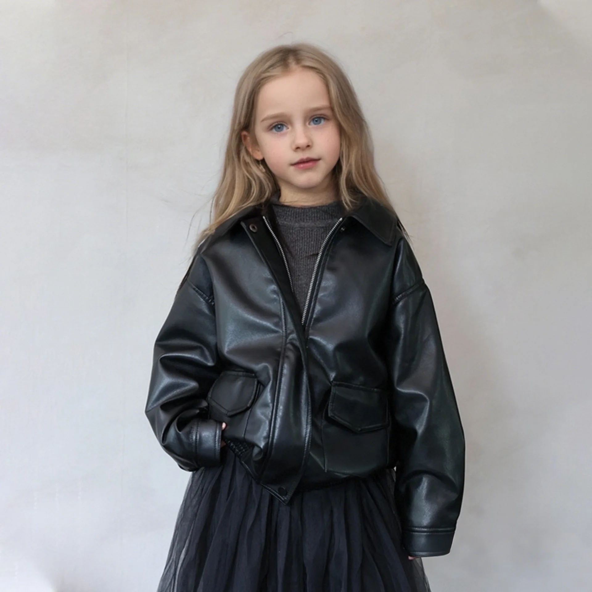 어린이 오토바이 PU 가죽 재킷 남아 여아 새해 방수 방풍 코트 키즈 스트리트 사진 촬영복