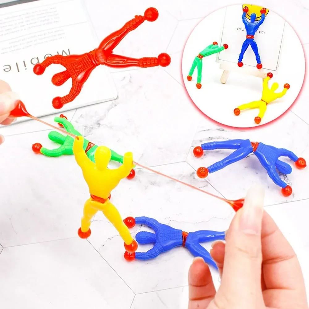 5 Pcs 9cm Prank Joke Toy Colourful Funny Viscosity Personage Halloween Kids Children Gags & Practical Jokes Wall Climbing Man prank toys