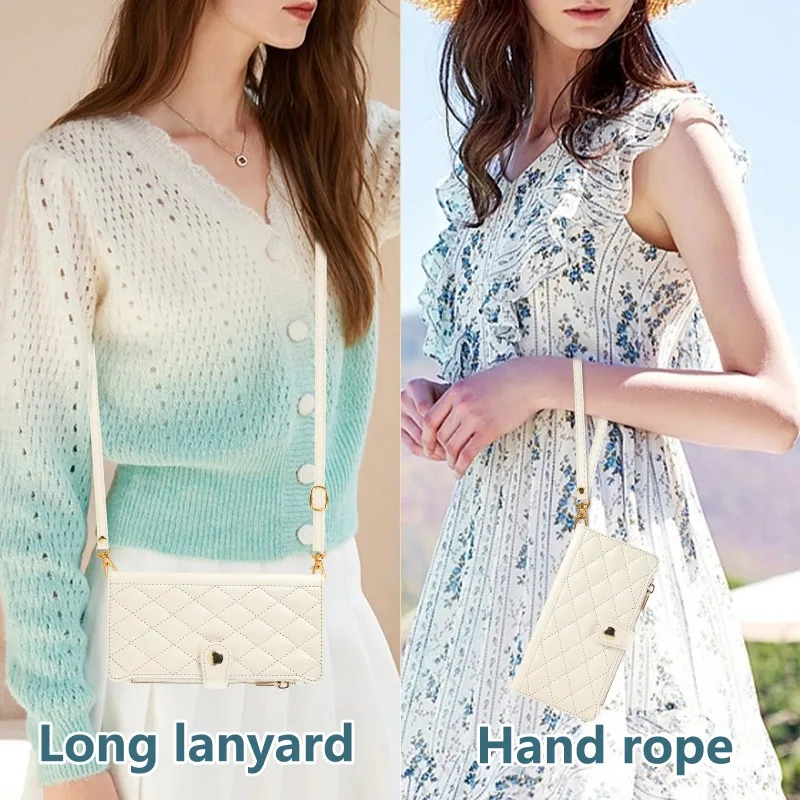 Luxury Leather Crossbody Wristlet Phone Case with Card Holder Wallet