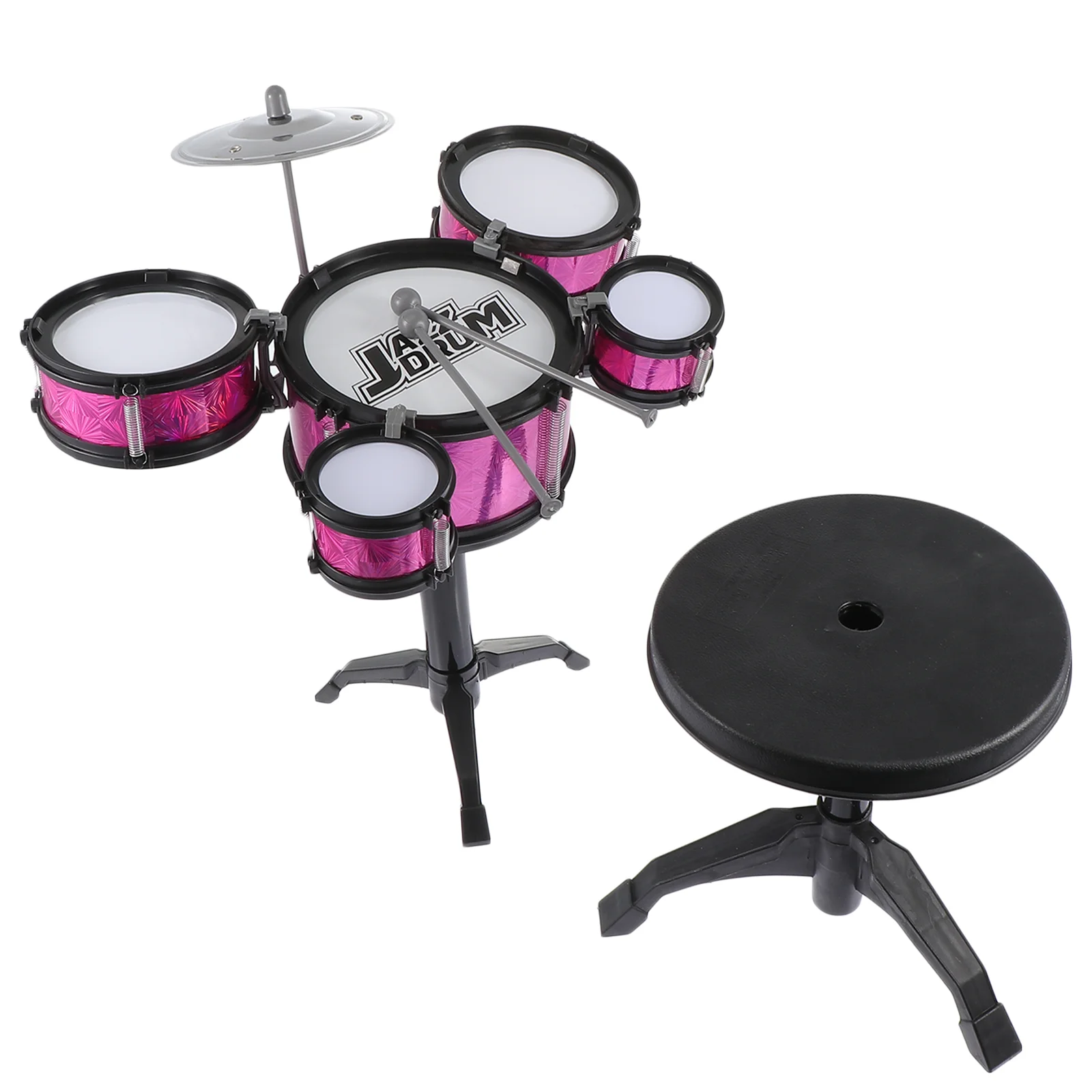 Realistic Jazz Drum Toy Set Toddler Musical Instruments Baby Educational Drums With Cymbal Stool Percussion Kit For Brain