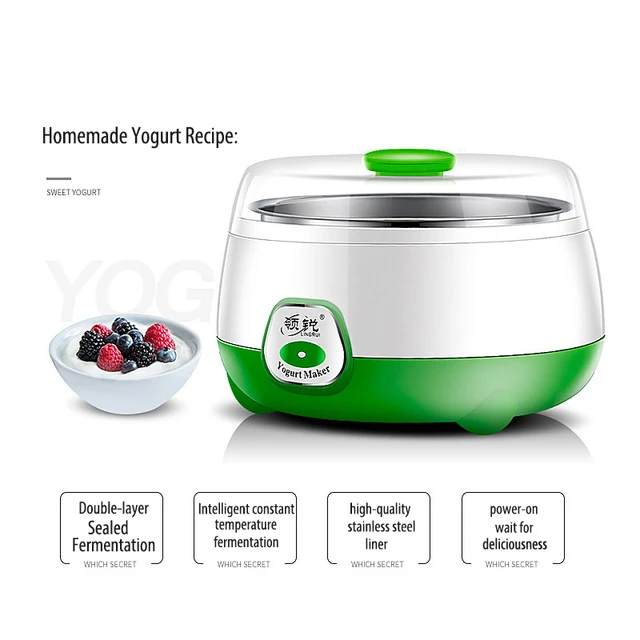 Mini yogurtiera Macchina automatica per yogurt Utensili per yogurt fai da te per la casa Elettrodomestici da cucina Serbatoio in acciaio inossidabile Rosa 4