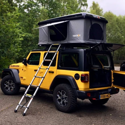 High quality camping triangle aluminium hard shell roof top tent car new suv top car roof tent hard shell automatic hydraulic support camping tent travel sleeping roof top tent