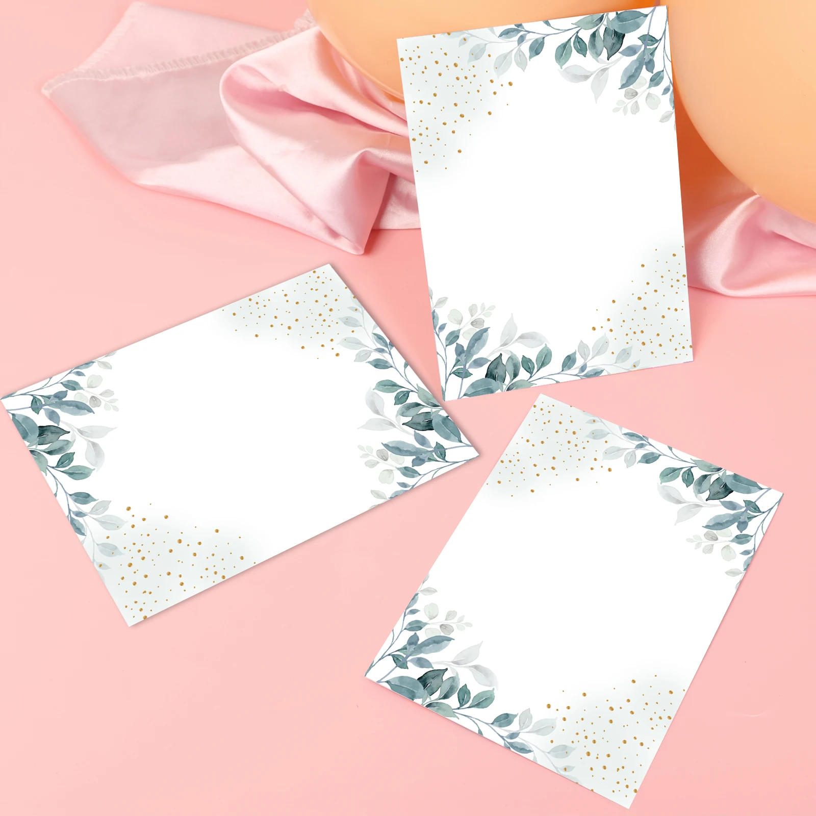thumbnail image 2 of 20 Blank DIN A6 Cards With Green Watercolour Pattern - DIY Printable Invitation & Greeting Cards 2 of 5