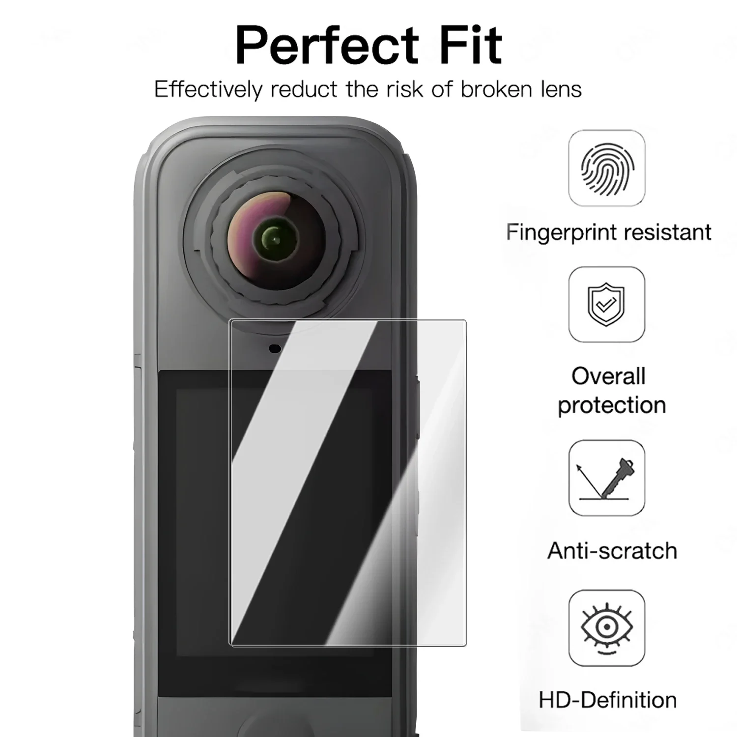 1-5Pack HD Tempered Glass for Insta360 X4 Air HD Screen Protectors Easy to installation 9H Hardness Film for Insta360 X4 Air