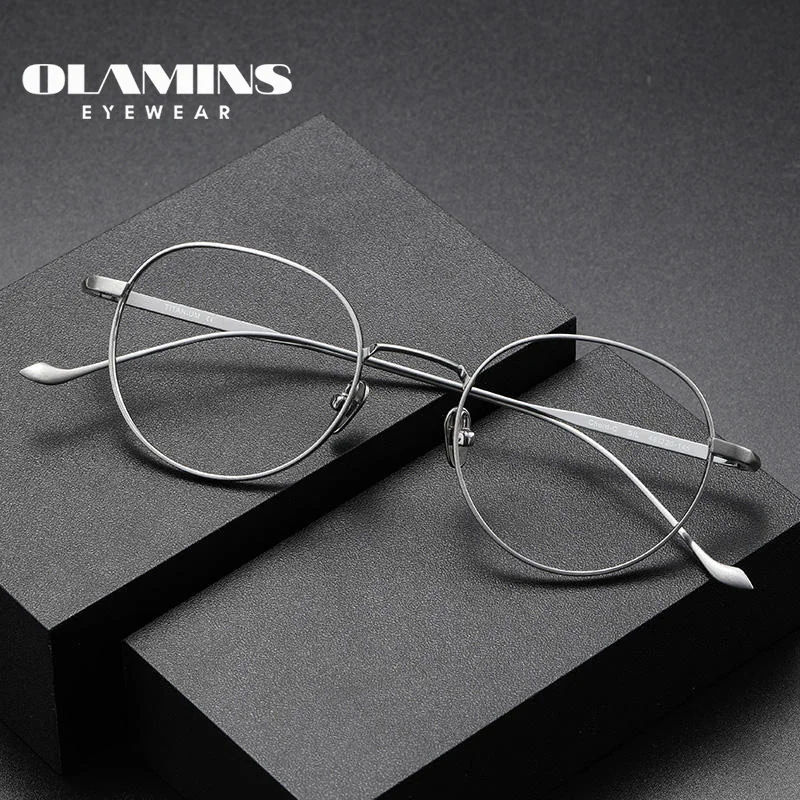 

OLAMINS оправа для очков из чистого титана маленькая ультратонкая титановая металлическая оправа для очков мужская деловая квадратная искусственная оправа